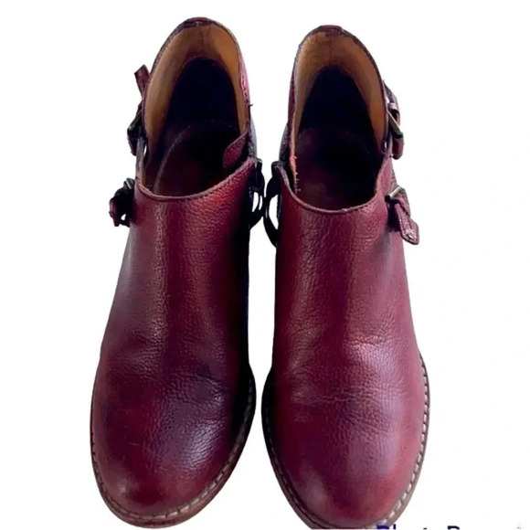 Anthropologie Schuler & Sons brown pebbled leather ankle booties Women’s size 8 - Picture 2 of 9